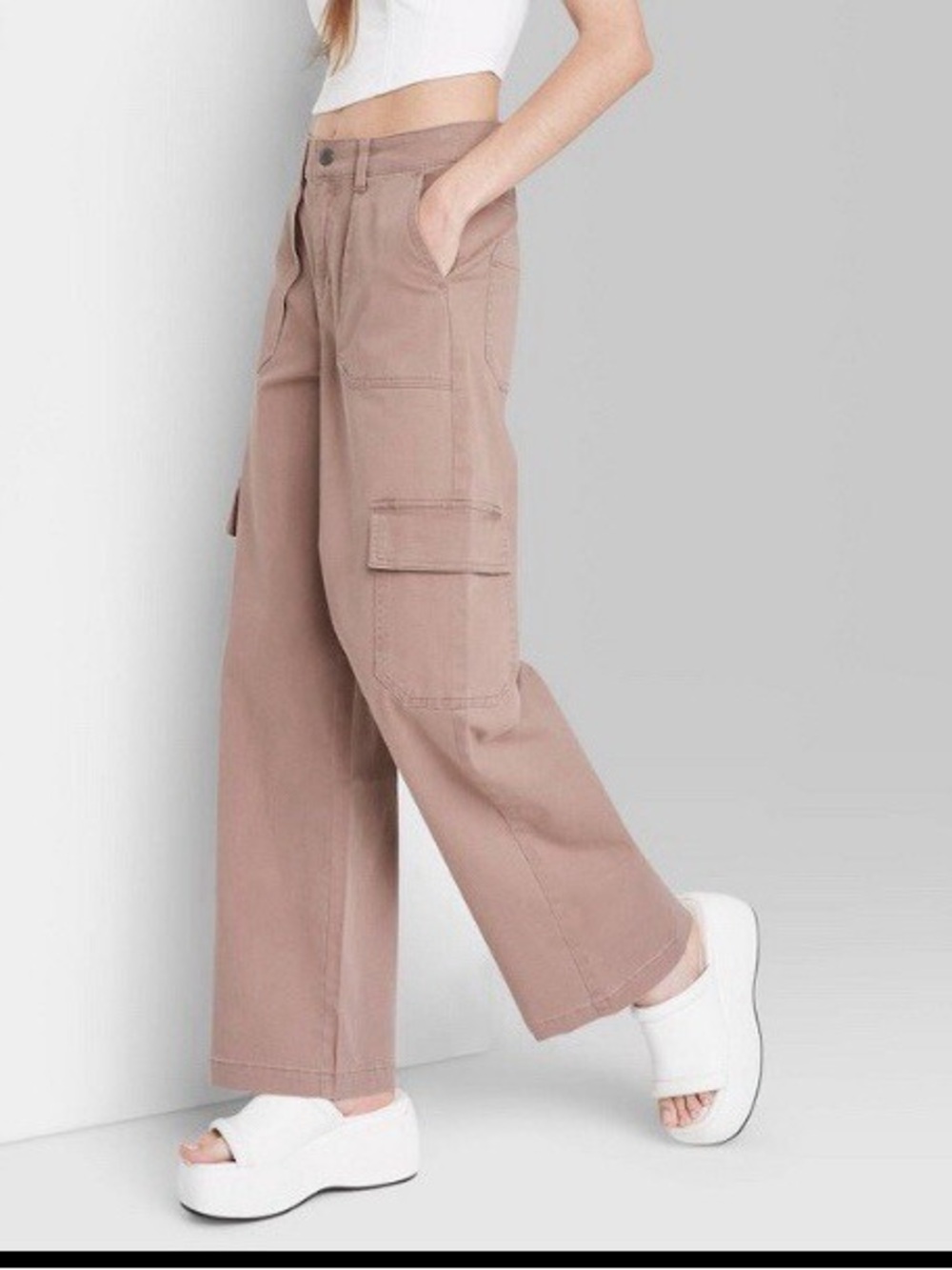 wild fable Wide-Leg Cargo Pants in Mauve Taupe